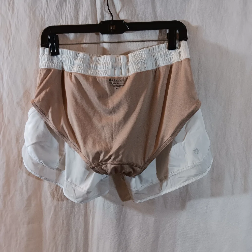 Athleta Womens Medium White Short Mesh Racer Run Mid Rise 4 inch Briefs Lining